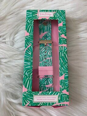 LILLY PULITZER Let's Go Bananas Silicone Apple Watch Band in Green/Pink